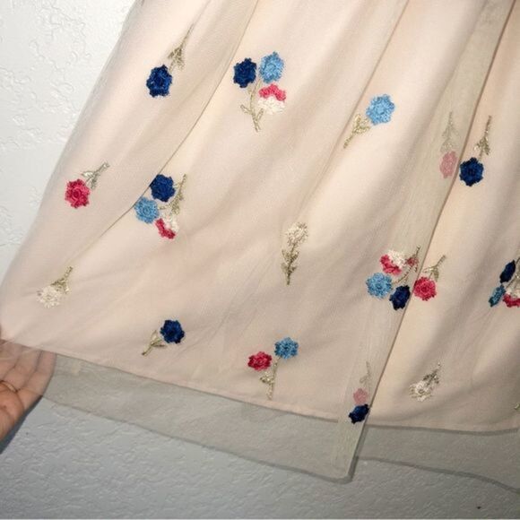 ModCloth Blush‎ Dreamy Details Embroidered Beaded Mini Dress Size Small - Picture 5 of 10